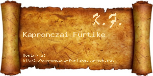 Kapronczai Fürtike névjegykártya